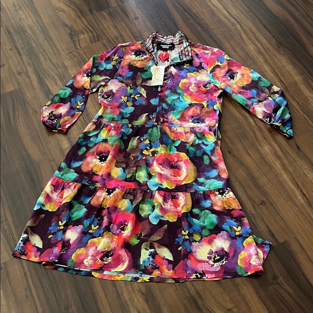 New Johnny Was 100% Silk SMOCKED NECK FIELD DRESS - Picture 5 of 16